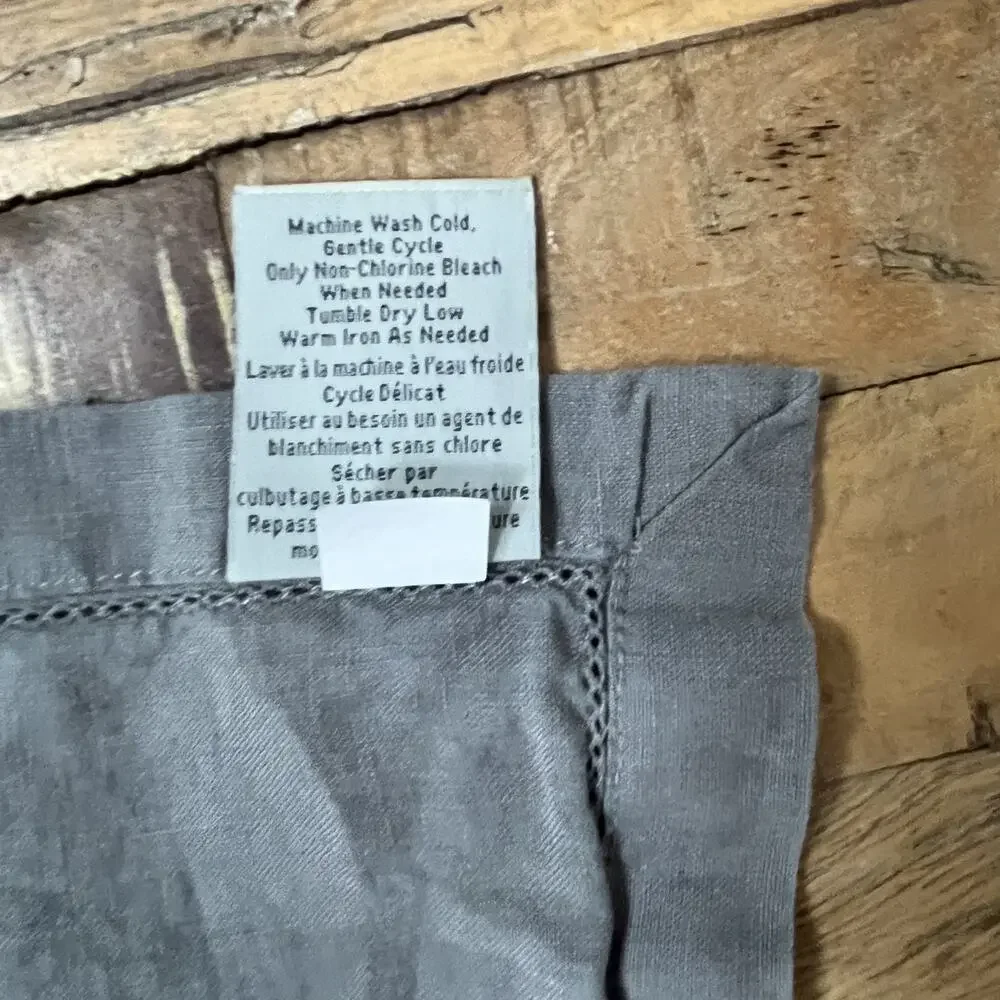 Pottery Barn 100% Linen Hemstitch Napkin Set of 2 Gray 20 in x 20 in